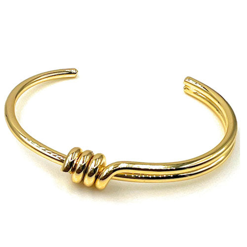 LESLIE BOULES Gold Twisted Cuff Bracelet for Women 18K Plated Italian Design