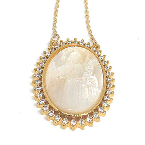 LESLIE BOULES Our Lady of Mount Carmel Pendant Necklace for Women Catholic Jewelry