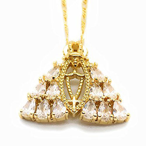 LESLIE BOULES Virgin Mary Pendant Necklace 18K Gold Plated Chain 19"