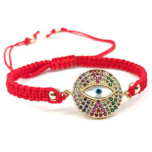 LESLIE BOULES Evil Eye Red String Bracelet Protection Jewelry