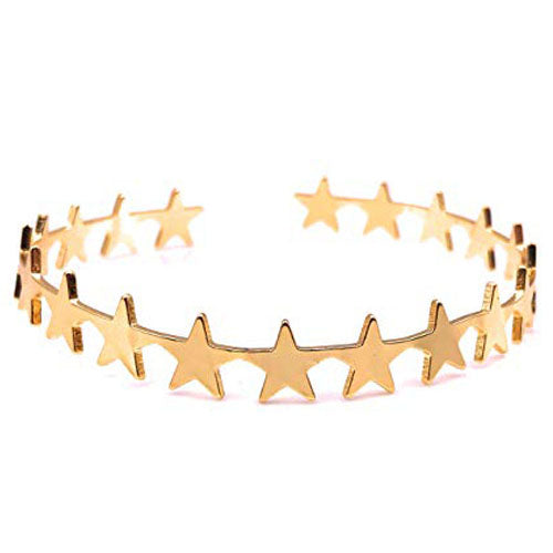 LESLIE BOULES Gold Plated Single Cuff Bracelet Adjustable Stars Designs