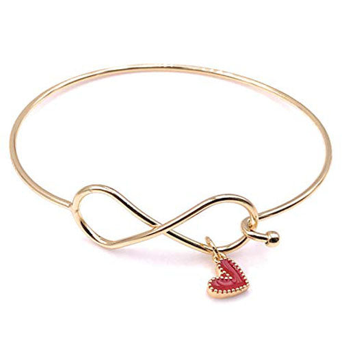LESLIE BOULES Infinity Love Bangle Bracelet for Women 18K Gold Plated Hook Closure
