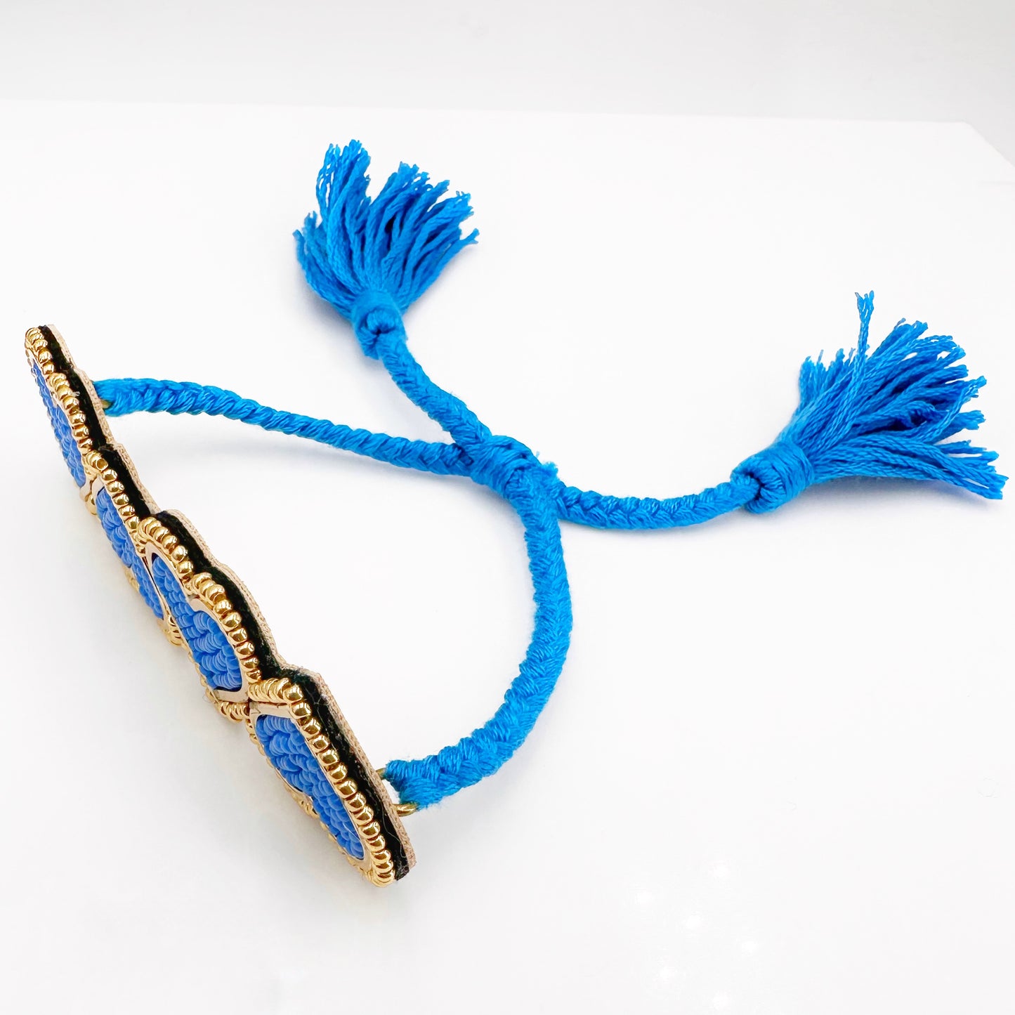 Handwoven Blue Miyuki Heart Bracelet with Elegant Tassels – A Perfect Gift