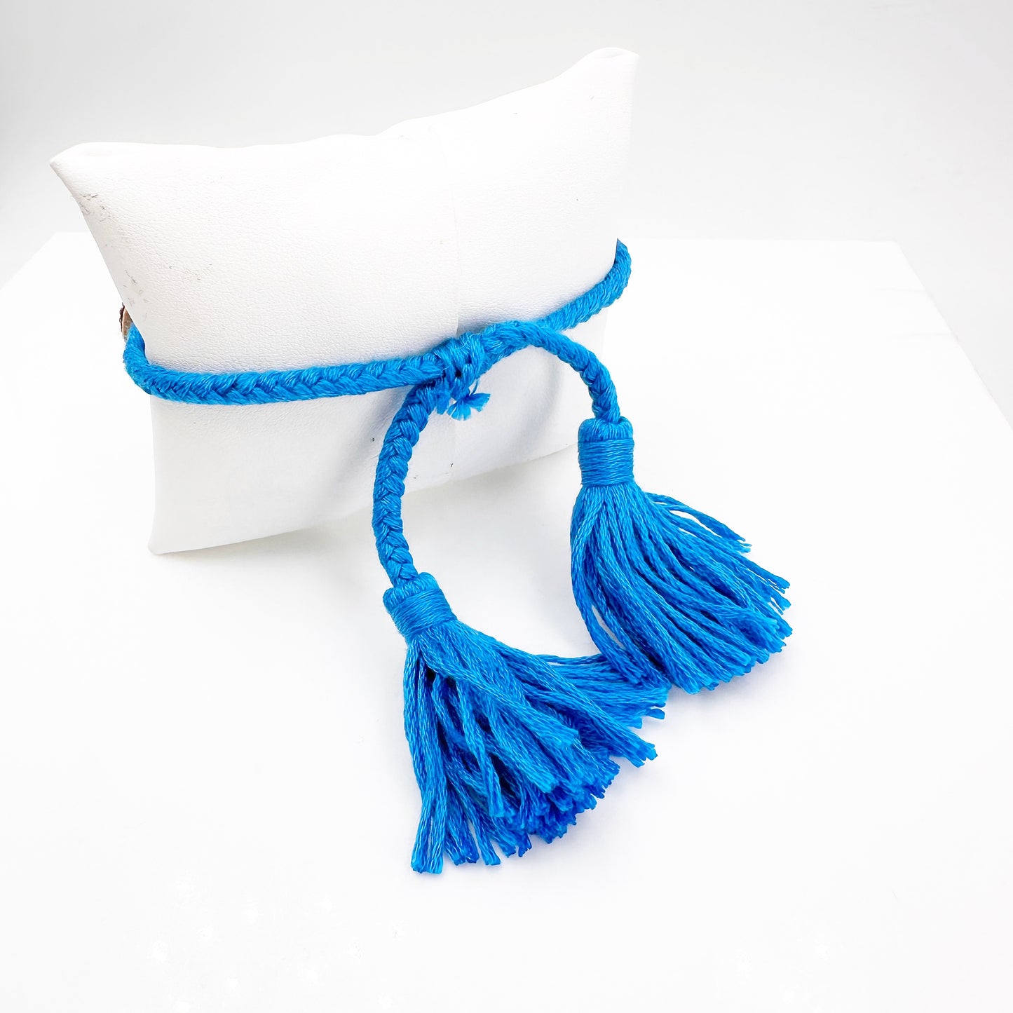 Handwoven Blue Miyuki Heart Bracelet with Elegant Tassels – A Perfect Gift