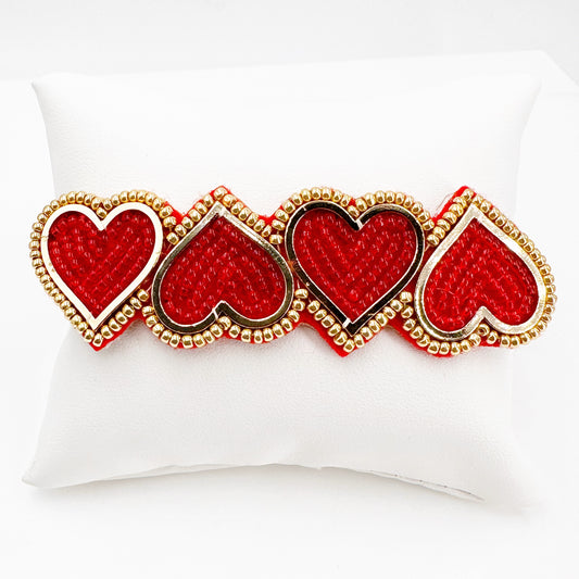 Handwoven Red Miyuki Heart Bracelet with Elegant Tassels – A Perfect Gift