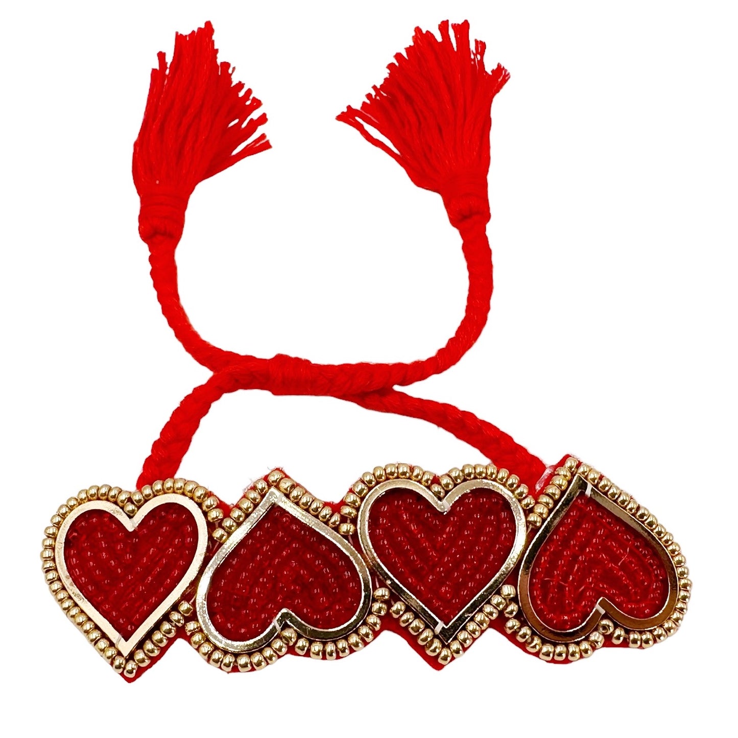 Handwoven Red Miyuki Heart Bracelet with Elegant Tassels – A Perfect Gift