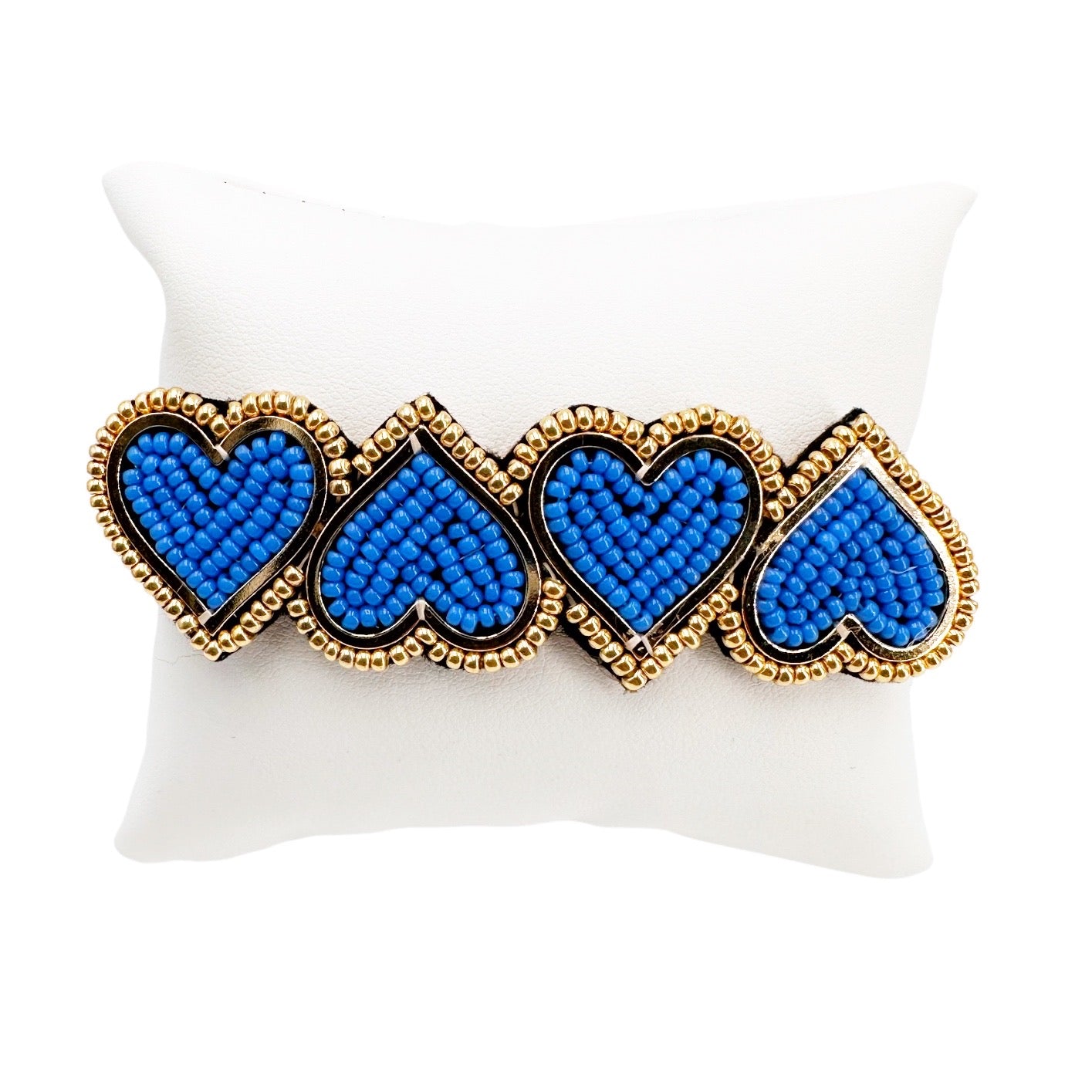 Handwoven Blue Miyuki Heart Bracelet with Elegant Tassels – A Perfect Gift