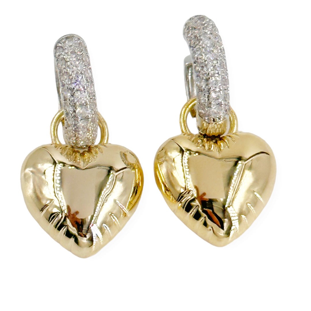 Gold-Plated Heart Earrings Adorned with Sparkling Zirconia - Delicate Elegance for Any Occasion