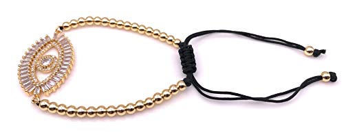 LESLIE BOULES Evil Eye Gold Plated Rhinestone Bracelet for Women Fashion Jewelry