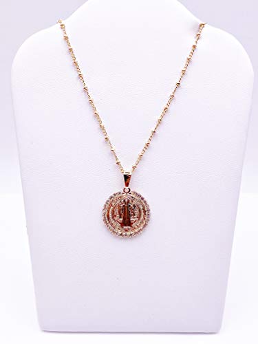 LESLIE BOULES 18K Gold Plated Saint Benedict Pendant Necklace for Women Religious Jewelry