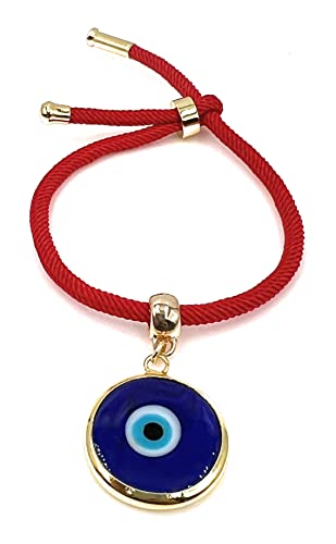 LESLIE BOULES Blue Evil Eye Pendant Red Bracelet for Women Powerful Jewelry