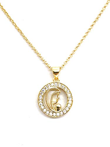 LESLIE BOULES Gold Virgin Mary Medal Necklace 15 Inches Length Jewelry for Girl