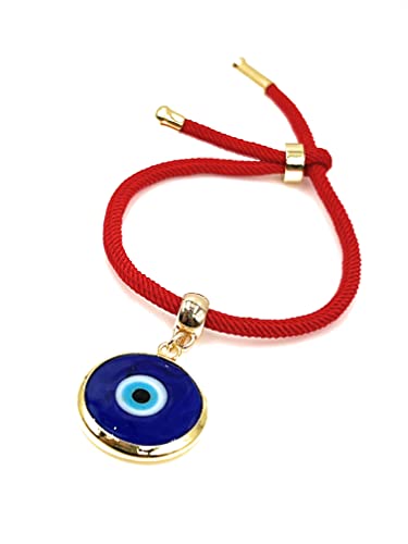 LESLIE BOULES Blue Evil Eye Pendant Red Bracelet for Women Powerful Jewelry