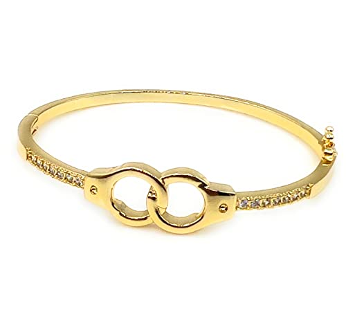 LESLIE BOULES 18K Gold Plated Handcuff Bracelet for Women Fashion & Novelty Jewelry for Her