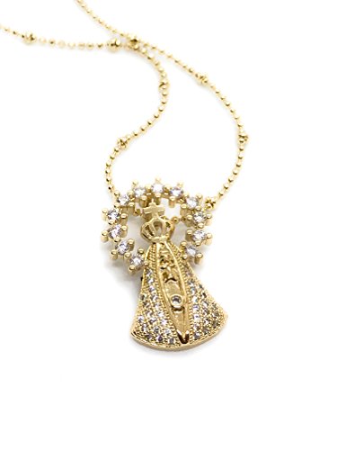 LESLIE BOULES Virgen del Valle Pendant Necklace 18 Inches 18K Gold Plated Chain