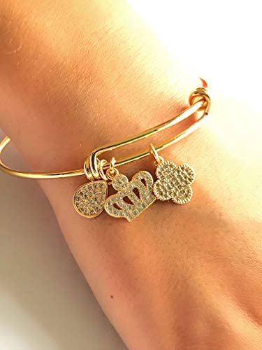 LESLIE BOULES Gold Plated Expandable Bangle Bracelet Fancy Jewelry