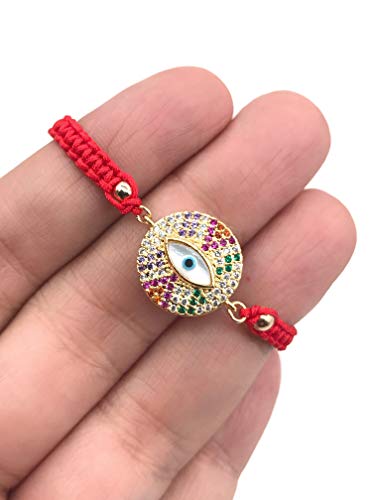 LESLIE BOULES Evil Eye Red String Bracelet Protection Jewelry