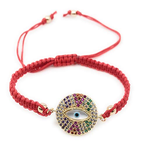 LESLIE BOULES Evil Eye Red String Bracelet Protection Jewelry