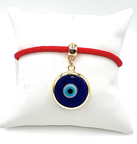 LESLIE BOULES Blue Evil Eye Pendant Red Bracelet for Women Powerful Jewelry