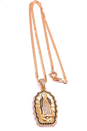 LESLIE BOULES Guadalupe Pendant Necklace for Women Catholic Jewelry 18K Gold Plated