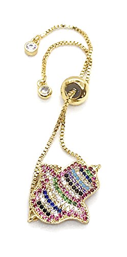 LESLIE BOULES Hamsa Hand Gold Bracelet Adjustable 18K Plated Sliding Chain Amuleto de Protección