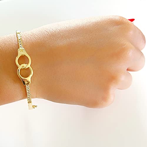 LESLIE BOULES 18K Gold Plated Handcuff Bracelet for Women Fashion & Novelty Jewelry for Her