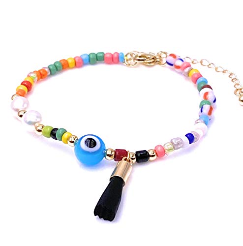 LESLIE BOULES Powerful Amulet Bracelet for Women Blue Evil Eye and Genuine Azabache Pendant