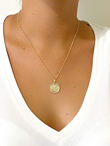 LESLIE BOULES 18K Gold Plated Saint Benedict Pendant Necklace for Women Religious Jewelry