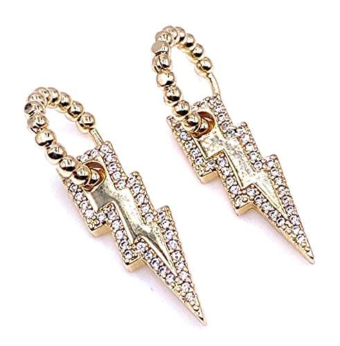 LESLIE BOULES 18K Gold Plated Ligthning Bolt Huggie Earrings for Women Novelty & Fashion Jewelry