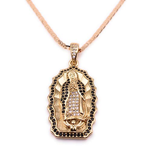 LESLIE BOULES Guadalupe Pendant Necklace for Women Catholic Jewelry 18K Gold Plated